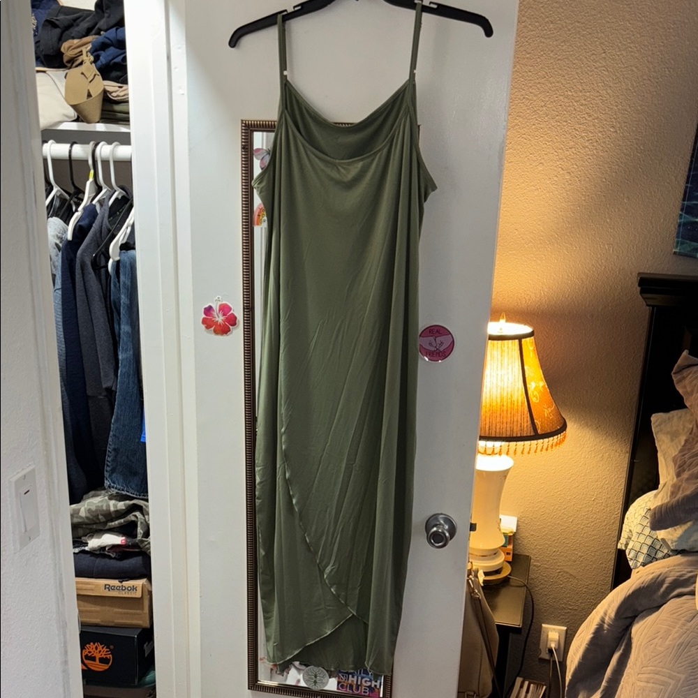 Elegant Olive Green Slip Dress